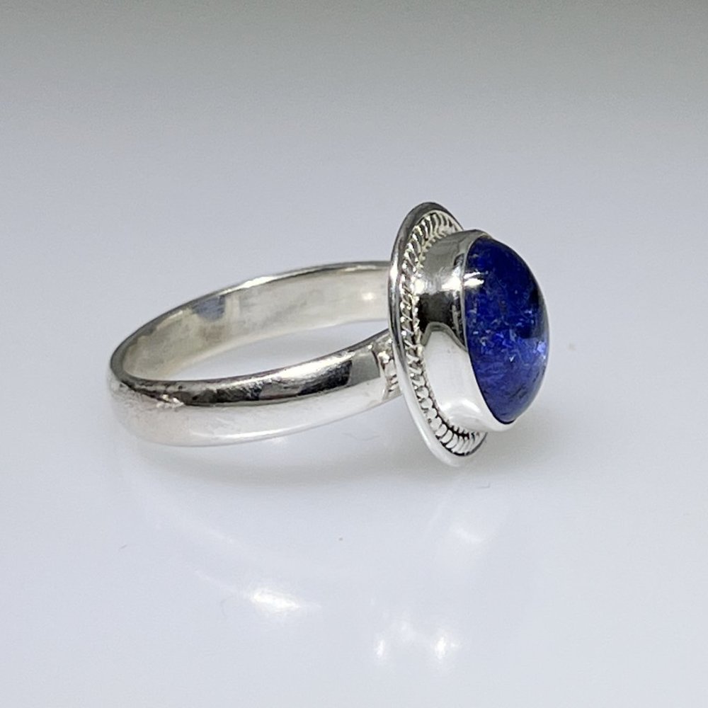 Sterling Silver with natural Tanzanite cabochon ring, lovely color, size: 8.75 - Picture 4 of 5